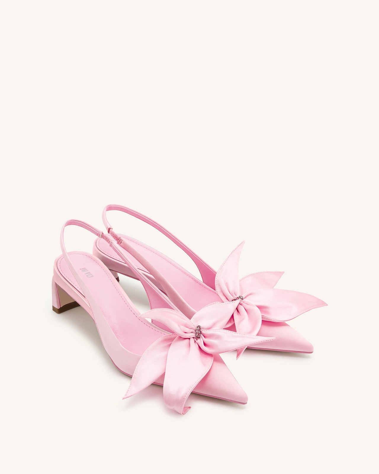 Queena 花卉貼花露跟高跟鞋 - 粉色