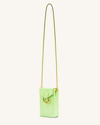 Lola 鏈條手機包 - 檸檬綠色蜥蜴紋